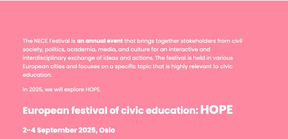 NECE Festival 2025: HOPE -  the registration is open! 